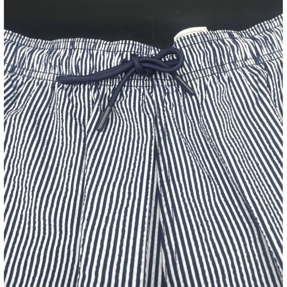 H&M Mens Blue White Striped Mid-Length Swim Shorts Mesh Lining Pockets Sz L NEW - Picture 2 of 14